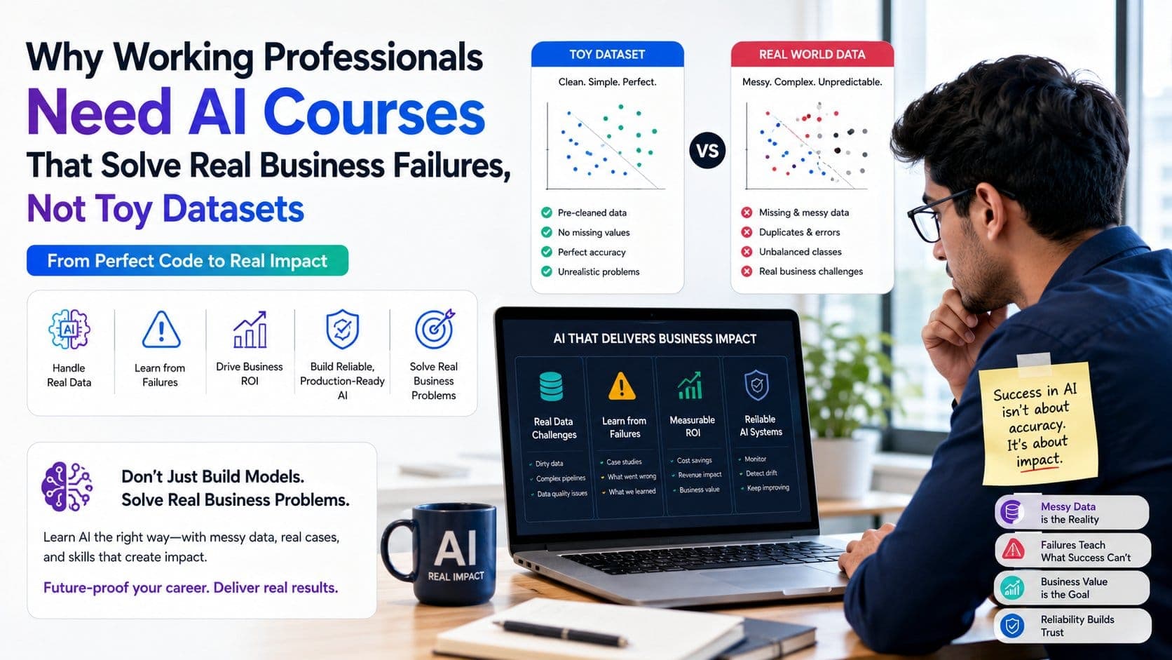Why Working Professionals Need AI Courses That Solve Real Business Failures, Not Toy Datasets