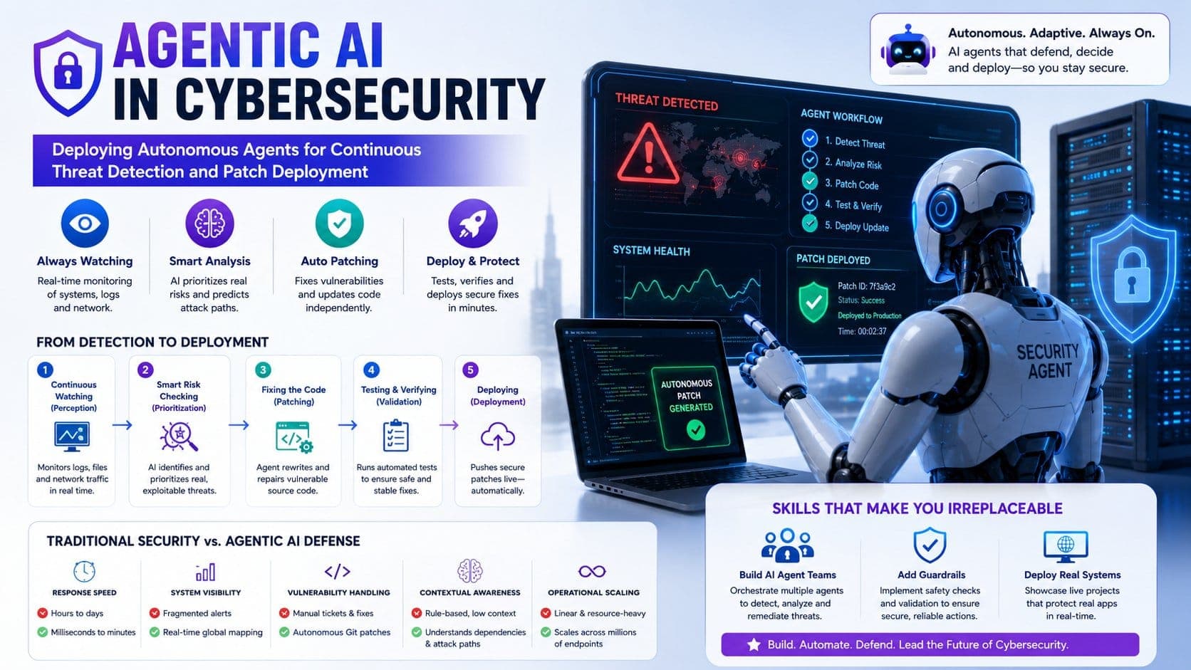 Agentic AI in Cybersecurity: Deploying Autonomous Agents for Continuous Threat Detection and Patch Deployment